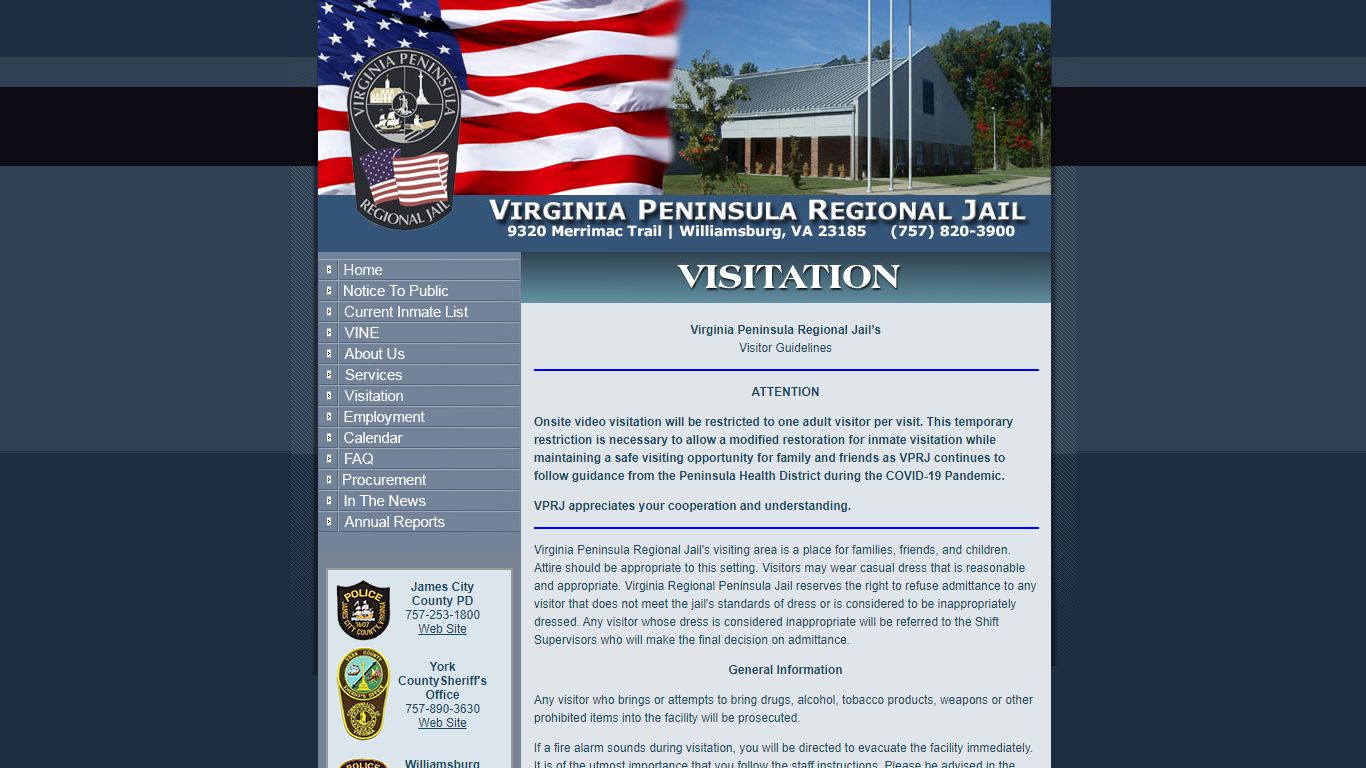 Welcome to the Virginia Peninsula Regional Jail